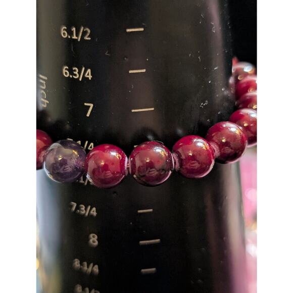 Wine Glass Bead & One Amethyst Stone Bead Non Magnetic Toggle Clasp Bracelet - Picture 3 of 5
